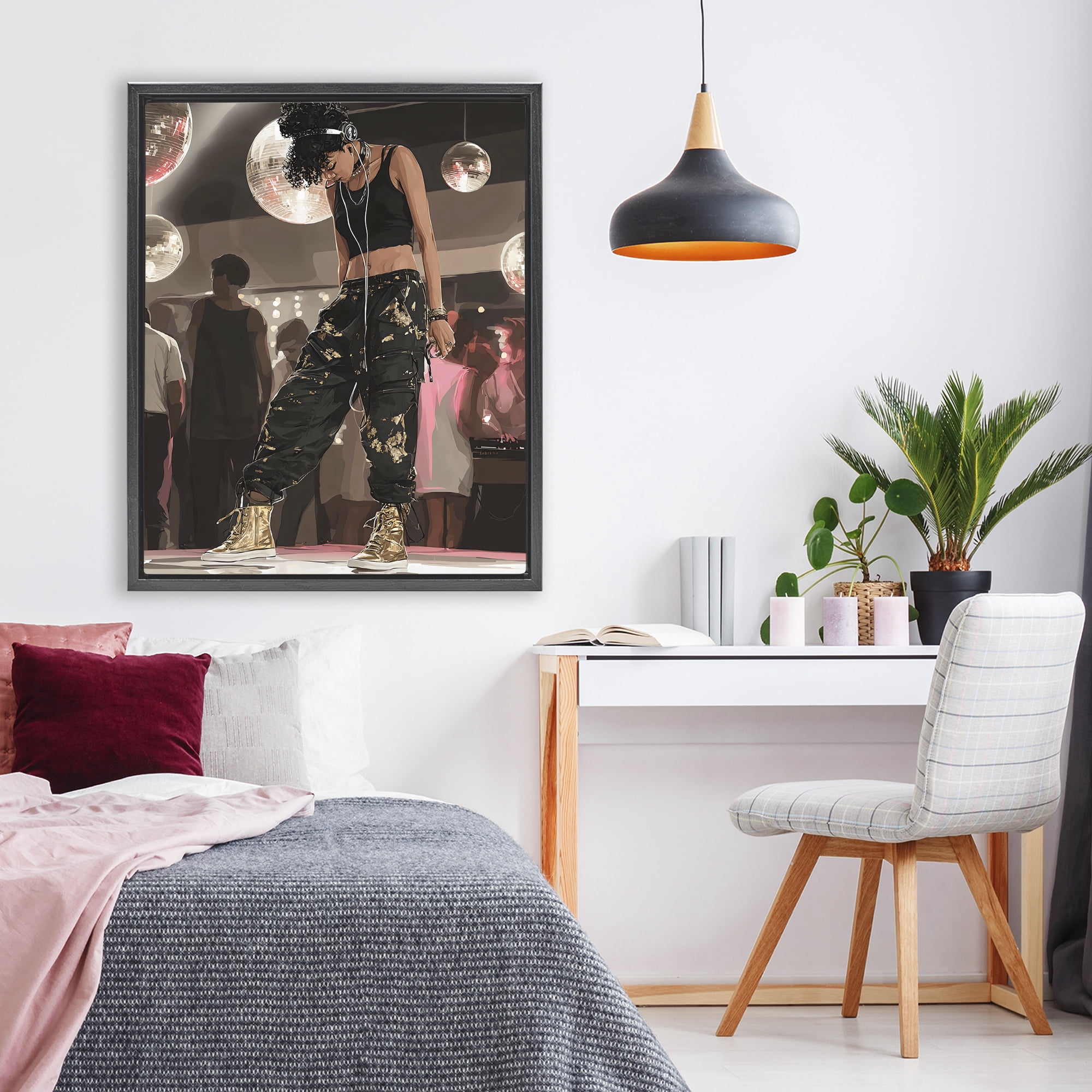 Stupell Industries Silent Disco Lone Dancer Black Framed Floater Canvas Wall Art, design by Franklyn Gregory