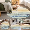 thumbnail image 5 of Yellow Blue Ombre Round Area Rug 4 FT, Non Slip Indoor Outdoor Rug, Abstract Modern Art Fluid Striped Washable Soft Circular Carpet Non-Shedding Floor Mat for Coffee Table Nursery Foyer Balcony, 5 of 8