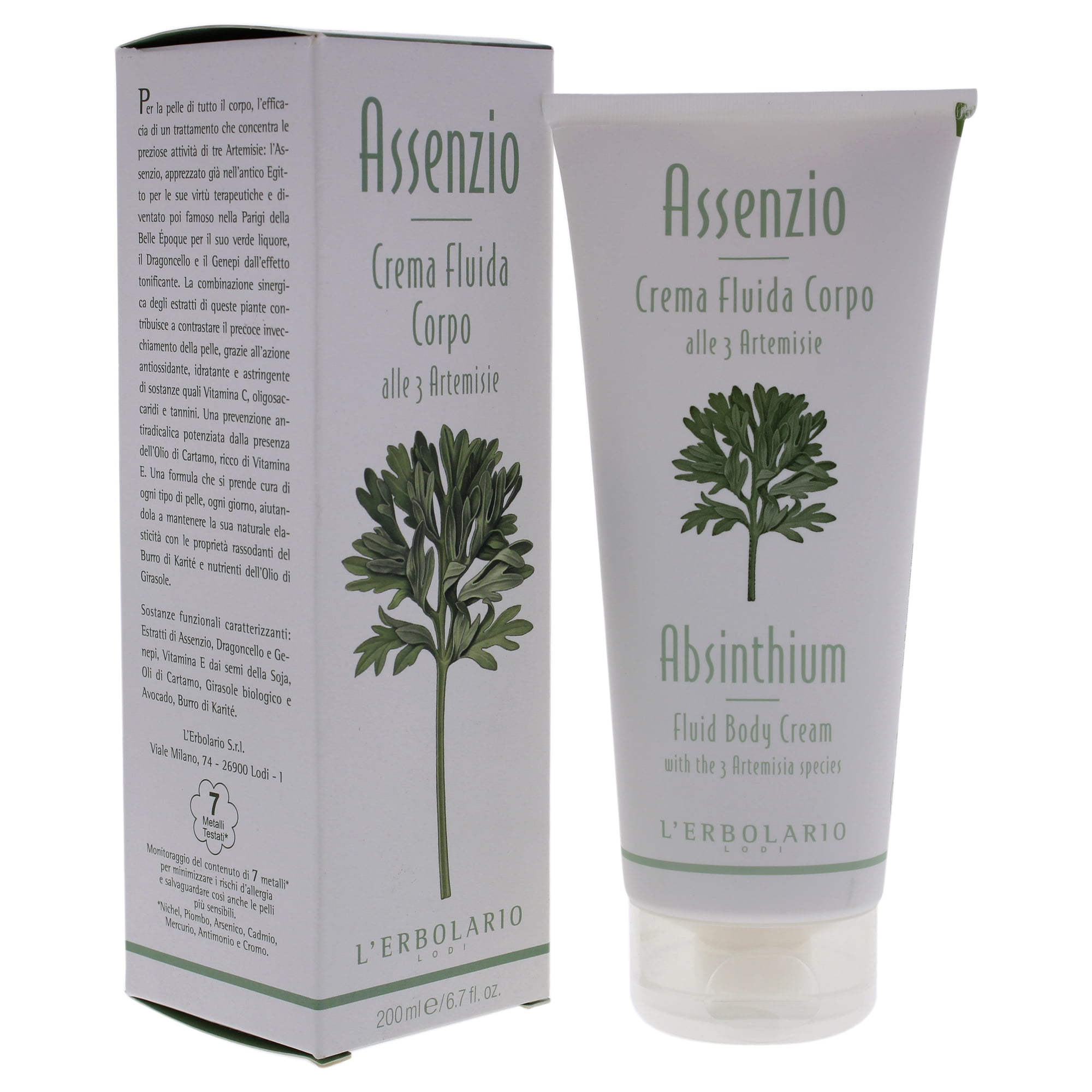 L'Erbolario Absinthium Fluid Body Cream Lotion, Body Moisturizer, 6.7 oz
