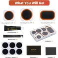 thumbnail image 5 of Bike Inner Tire Patch Repair Kit 17Pcs - with 11 PCS Vulcanizing Patches, 6 PCS Pre Glued Patchs, Portable Storage Box, Metal Rasp and Lever - Also for Motorcycle, BMX and Inflatable Rubber., 5 of 5