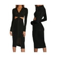 thumbnail image 5 of Yuemengxuan Women Fashionable  Hollow Out Dress, Turn-down Collar Long Sleeve One-piece, 5 of 7