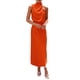 thumbnail image 1 of Vestido PRETTYGARDEN Satén Sin Mangas Cuello Simulado Naranja Talle S, 1 of 8