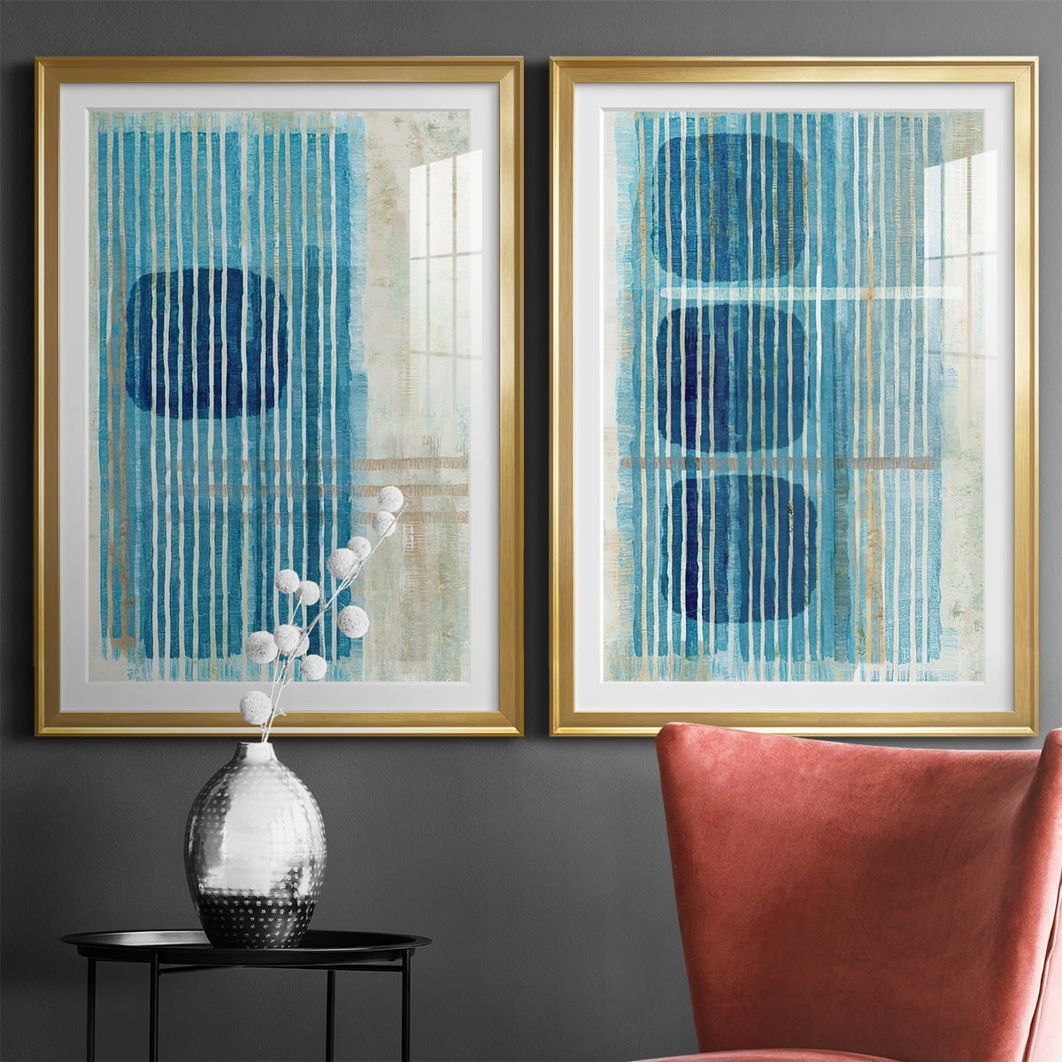 Wexford Home Blue Blue Horizon I Premium Framed Print, 18.5" x 24.5" - Ready to Hang, Gold (Set of 2)