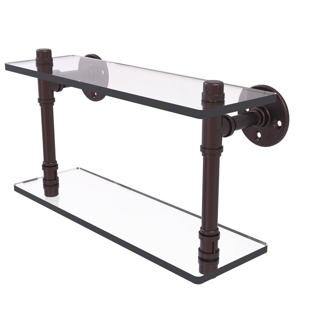 Pipeline Collection 16 Inch Double Glass Shelf