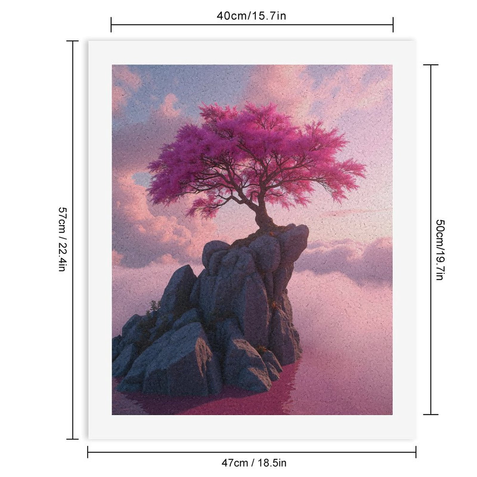 Paint by Numbers Kit for Adults, Pink Tree On Cliff Rocks Paint by Numbers, Easy Paint by Numbers Kit for Adults Beginner, DIY Adult Paint by Number Kits on Canvas, Home Decor