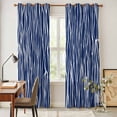 thumbnail image 3 of Vintage Wave Lines Kitchen Curtains Window Panels, Classic Minimalist Striped Navy Blue Insulated Window Treatment Curtain, Grommet Curtains for Bedroom/Living Room/Bathroom, 2 Piece 42"Wx84"L, 3 of 8