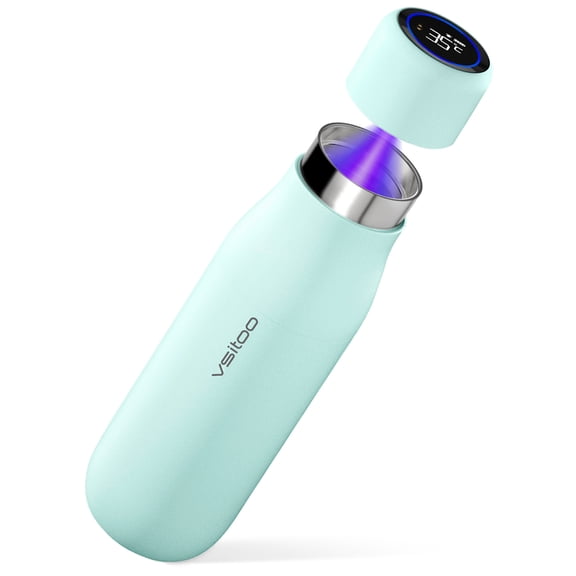 Vsitoo 15 oz Smart Self Cleaning Water Bottle, Stainless Steel, Pink