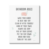 Stupell Industries Bathroom Rules List Soap Bubbles Typography Painting Gallery Wrapped Canvas Print Wall Art