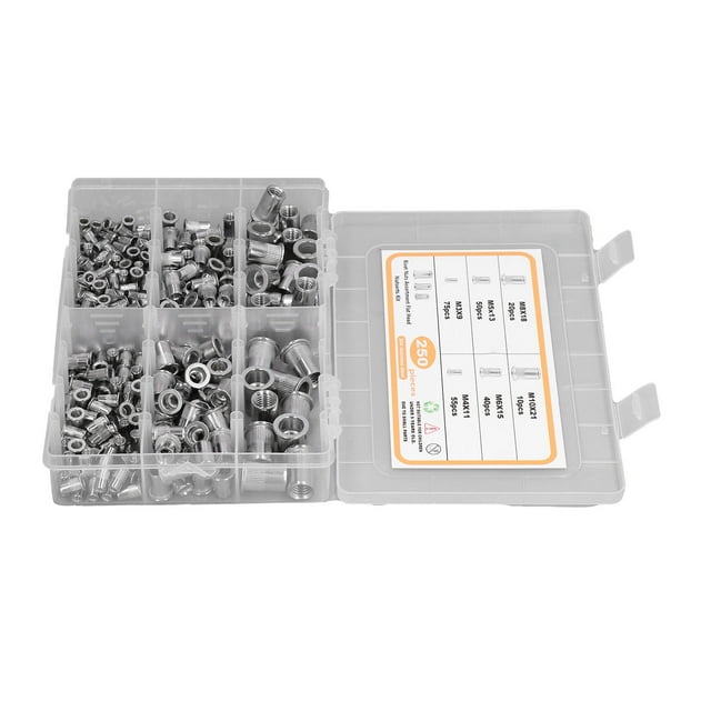 Threaded Insert Nuts, Even Inclination 250PCS Standard Sizes Rivet Nut For Pipe Connection For Machinery Processing