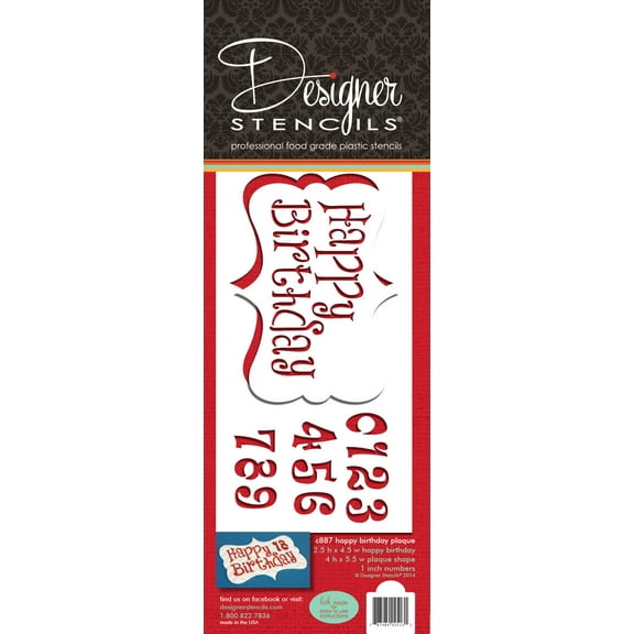 Happy Birthday Plaque Cake Stencil by Designer Stencils