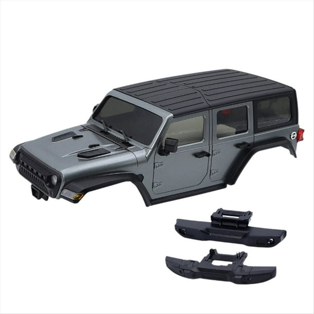 Kit de Chasis de Carcasa de Carrocería de Coche RC con Distancia Entre Ejes de 155mm con Parachoques Delantero Trasero para 1/18 RC Crawler TRX4M Gris