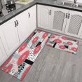 thumbnail image 3 of 2 Piece Red Pink Dalia Flowers Rug Kitchen Rug Set, Decor Kitchen Rugs, Absorbent Non-Slip Washable Floor Mats, Home Indoor Runner Rugs 17"x47"+17"x30", 3 of 7
