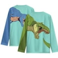 thumbnail image 2 of POLERO 2 Pack Toddler Boys Blue Long Sleeve Shirts 15-16Y T-Rex Dinosaur Loose Crew Neck Tees Breathable Soft Pullover Tops, 2 of 6