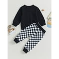 Toddler Baby Boy Clothes Checkerboard Long Sleeve Sweatshirt Pants