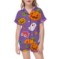 thumbnail image 4 of SJLDQY Halloween Girls Pajama Sets Hallowmas Print Short Sleeve Shirts and Shorts 2 Piece Sets Casual Sleepwear Button Down Pjs for Girls, 4 of 5