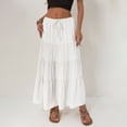 thumbnail image 2 of Womens Maxi Skirts, Elastic High Waist A-Line Tiered, Long Flowy Skirts, Casual Beach & Vacation Wear, 2 of 6