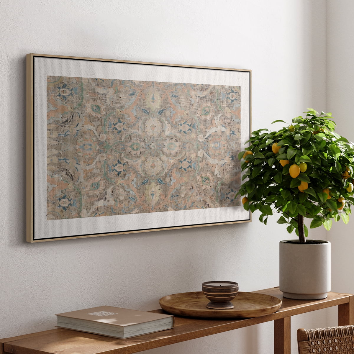 Vintage Abstract Print-II Framed in Natural Wood Wood Gallery Wrapped Canvas 17 in. x 25 in.