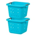 thumbnail image 5 of IRIS USA 2Pack Plastic Medium Square Clothes Laundry Basket, Teal, 5 of 7