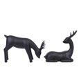 thumbnail image 2 of Juego de 2 estatuas de ciervos Adorno de mesa Recolección de escritorio Multipropósito Multipropósito Escultura de resina negra para sala de estar,, 2 of 9