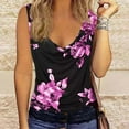 thumbnail image 5 of Gibobby Camisetas sin mangas con estampado Floral para mujer, camisetas sin mangas con retazos de encaje, camisetas informales con cuello holgado para verano(Morado,M), 5 of 5