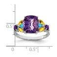 thumbnail image 2 of White Sterling Silver Ring Band Gemstone Amethyst Purple Round Citrine Yellow Swiss Blue Topaz, 2 of 2
