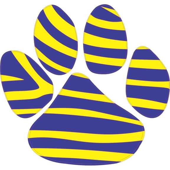 5inx4.5in Blue Yellow Paw Print Bumper Sticker Decal Car Window