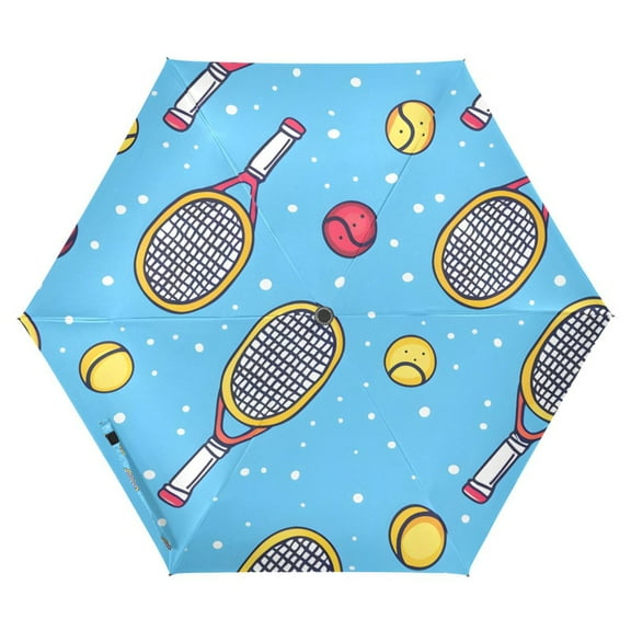 ALAZA Tennis Racket and Balls UPF 50  Compact Folding Umbrella for Rain Travel Umbrella Packable