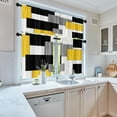 thumbnail image 3 of Yellow Kitchen Curtains Black Grey Window Curtains Valance and Tier Set 36 Inch, White Modern Rod Pocket Short Tier Curtain for Bathroom, Abstract Art Small Cafe Curtains for Decor, 3 of 5