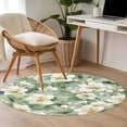 thumbnail image 4 of Round Rugs 3.3Ft, Sage Green Spring Floral Round Area Rug Washable Indoor Throw Carpet, Summer Botanical Farmhouse Soft Non Slip Circle Rug for Laundry Room Patio Home Decor Aesthetic, 4 of 8