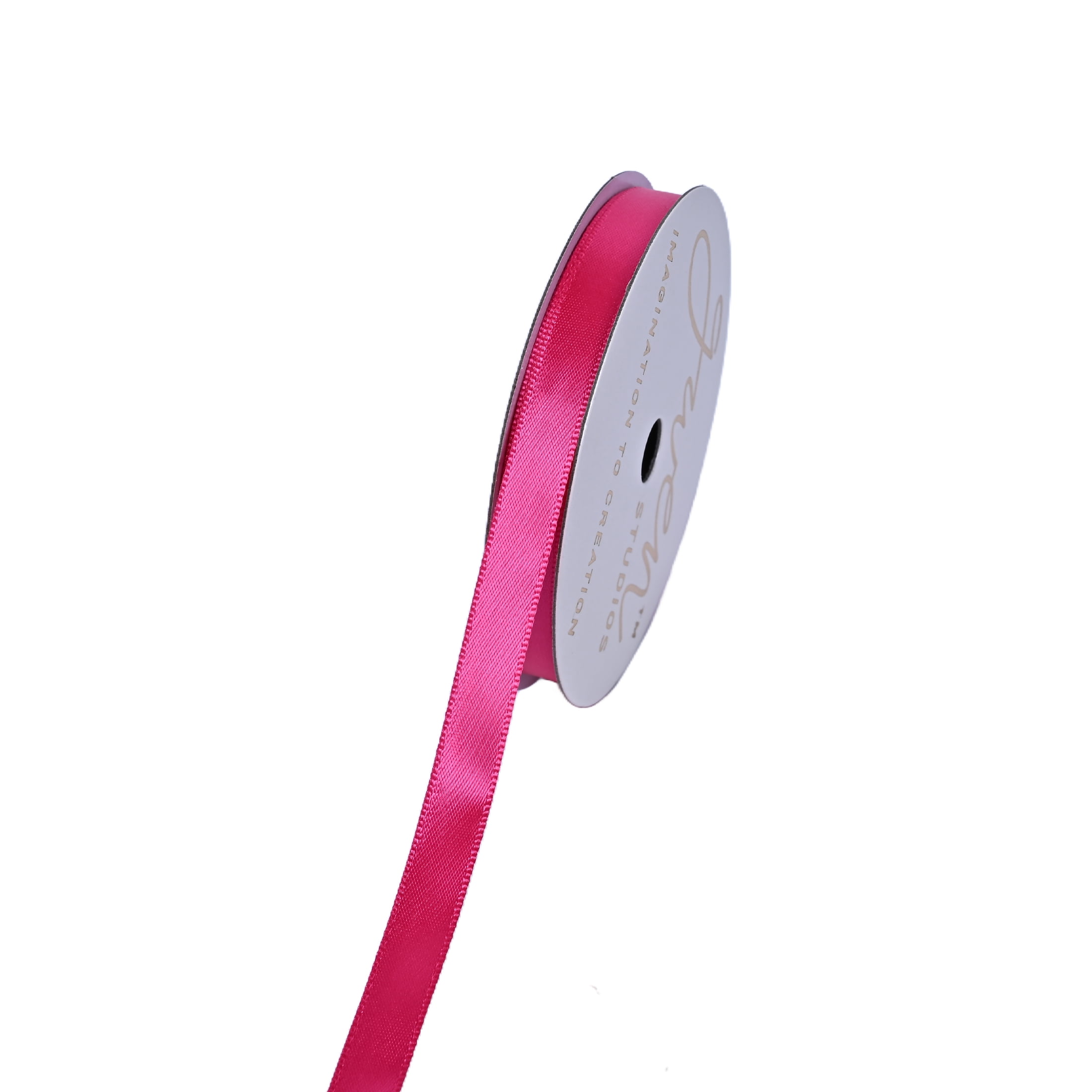 Gwen Studios 3/8" Hot Pink Satin Ribbon, 7 Yards