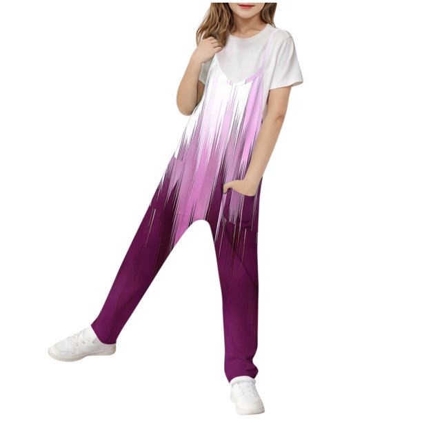 Odeerbi 5-14 Años de Chicas Jumpsuit de Verano Camisole Romper Primavera Casual Transpirable Montón Cómodo Correos Babero Pantalones de Juego
