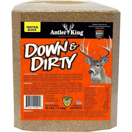 Down & Dirty Block 30 lb Long-Range Deer Attractant and Food Source Block High in Protein for Antler Growth Perfect Winter Supplement