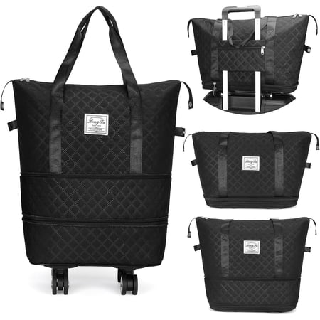 Expandable Duffel Bag With Detachable Rolling, Carry-On Large Luggage Bag, Wheeled Travel Duffle Bag, Large Weekend Bag
