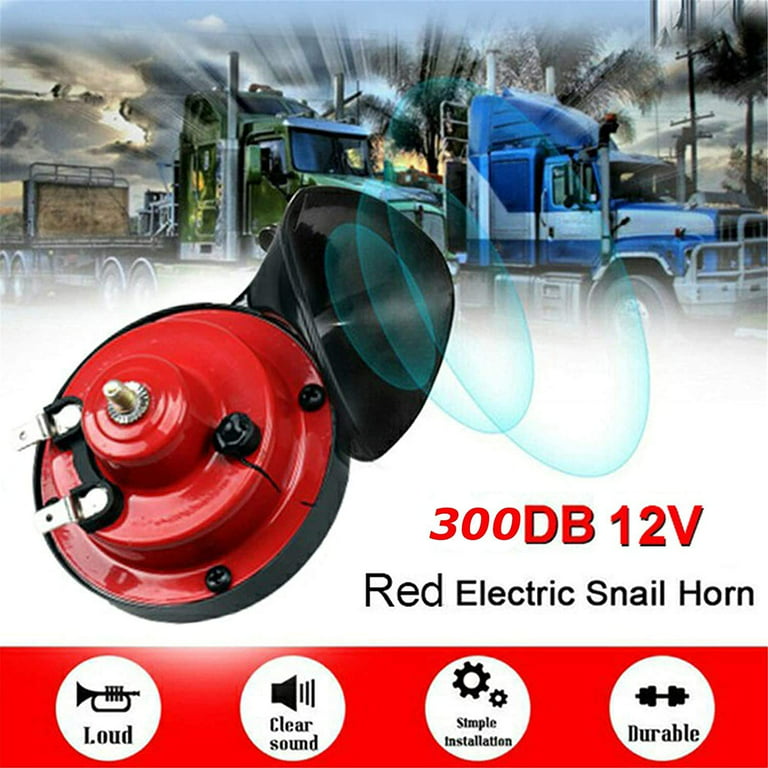 300DB Train Horn for Trucks,Loud Air Horn Electric Snail Double Horn, 12V  Waterproof Car Horn Kit Double Horns Raging Sound for Trucks, Cars,  Motorcycle, Bikes & Boats (A Pair) 