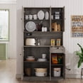 thumbnail image 4 of 71" Tall Kitchen Hutch with 6 Doors, Pantry Storage Cabinet with Microwave Stand, Storage Cabinet with Adjustable Shelves, Modern Food Pantry with Drawer for Kitchen Dining Room, Grey, 4 of 10