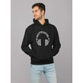 thumbnail image 2 of Smartprints Mens Graphic Hoodie Black - The Headphones Of Music Cotton Blend Classic Fit, 2 of 4