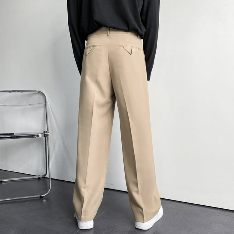 MGCWSH Men's Pleated Straight Wide Leg Suit Pants Business