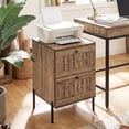 thumbnail image 2 of Gymax 2PCS-Nightstand w/2 Woven Storage DrawersMetal Support LegsBedroomRustic Oak, 2 of 10