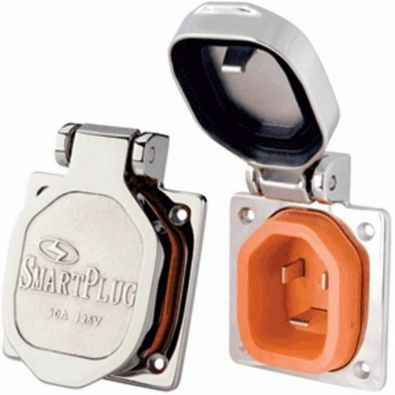 SmartPlug  30 Amp Inlet with Cover - Stainless Steel