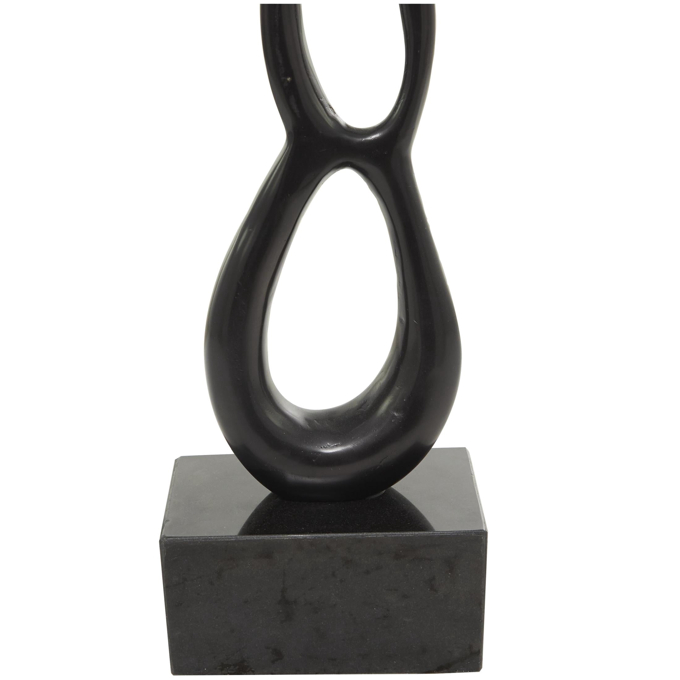 8" x 51" Black Aluminum Metal Tall Linked Floor Abstract Sculpture with Black Base, by DecMode