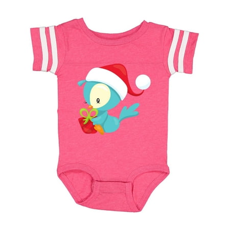 

Inktastic Christmas Bird Blue Bird Bird With Present Gift Baby Boy or Baby Girl Bodysuit