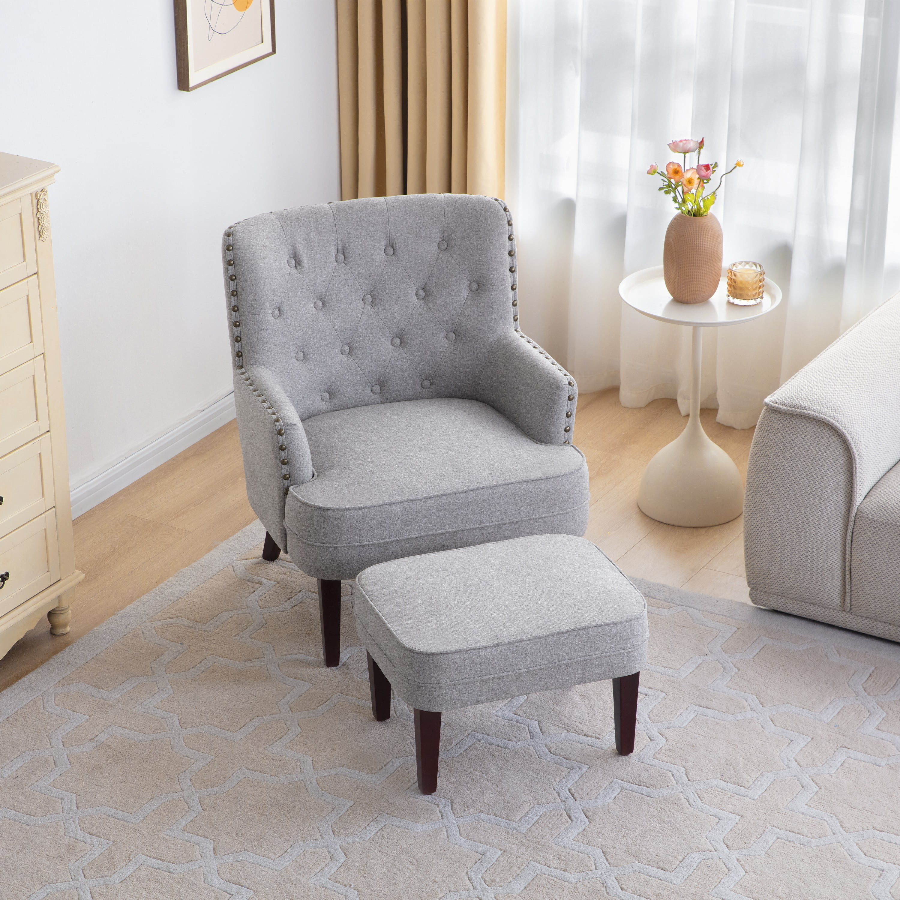 HUIMO Accent Chair with Ottoman and Pillow Club Chair and Ottoman