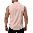 thumbnail image 5 of Mens Summer Shirt Button Down Breathable Collared Sleeveless Top Casual Lightweight Cotton Linen Tank Tops Dressy (3XL,Pink), 5 of 9