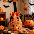 thumbnail image 4 of Zeiyignr Halloween Candy Gift Bags, Halloween Drawstring Canvas Treat Bag with Handle, Handle Reusable Holiday Party Gift Tote Orange, 4 of 6