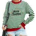 thumbnail image 6 of FDGIU Women's Oversized Striped Christmas Sweatshirt - Merry Xmas Crewneck Long Sleeve Loose Fit Holiday Outfit, 6 of 6