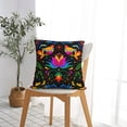 thumbnail image 7 of Wukai Mexican Flower Traditional1 Premium Polyester Fleece Pillow Covers with Hidden Zipper Closure,Luxuriously Soft and Durable-24"x24", 7 of 7