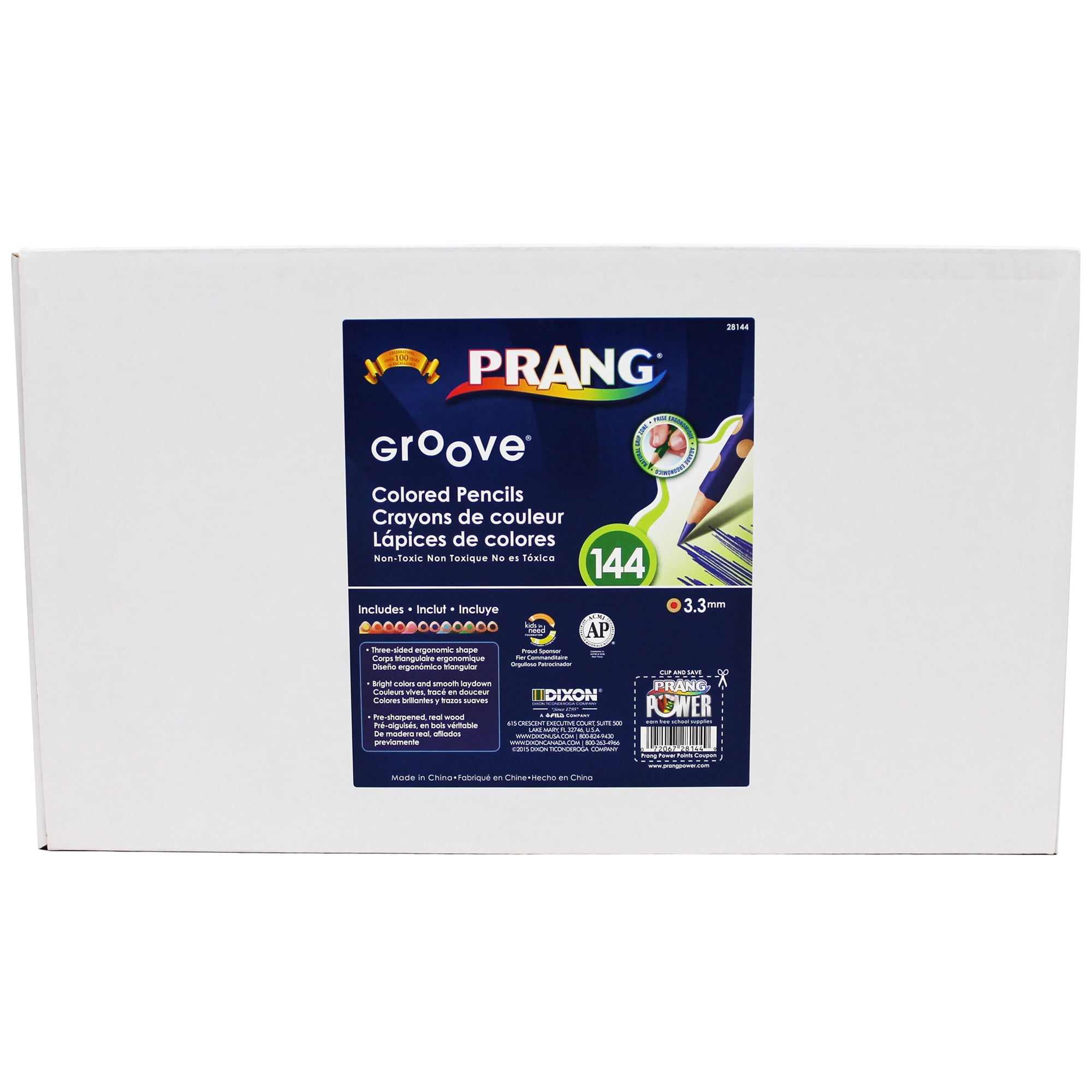 Prang® Groove™ Colored Pencils, 144/Box