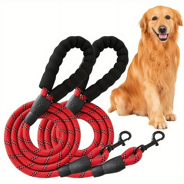CNKOO 2-Pack Heavy Duty Dog Leashes with Comfort Grip Handle Reflective Stitching Durable Polyester Fiber Ideal for Medium & Large Dogs Machine Washable - Training & Running Leashes (