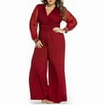 thumbnail image 1 of IROINNID Long Sleeve V-Neck Jumpsuit For Women Full-Length Wide Leg Jumpsuits Pant Romper Mesh Blouse Loose Jumpsuit, 1 of 8