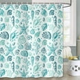 thumbnail image 4 of Nautical Coastal Shower Curtain,Starfish Seashell Coral Beach Themed Bath Curtain,Green Shower Curtain,Ocean Shower Curtains for Bathroom with 12 Hooks 70X70in, 4 of 6